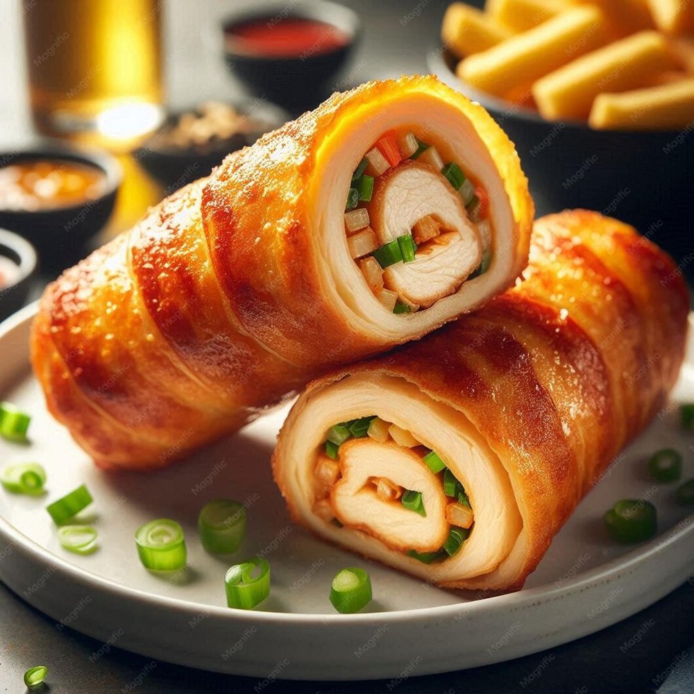 سبرنج رولز دجاج (مع بطاطا مقلية)